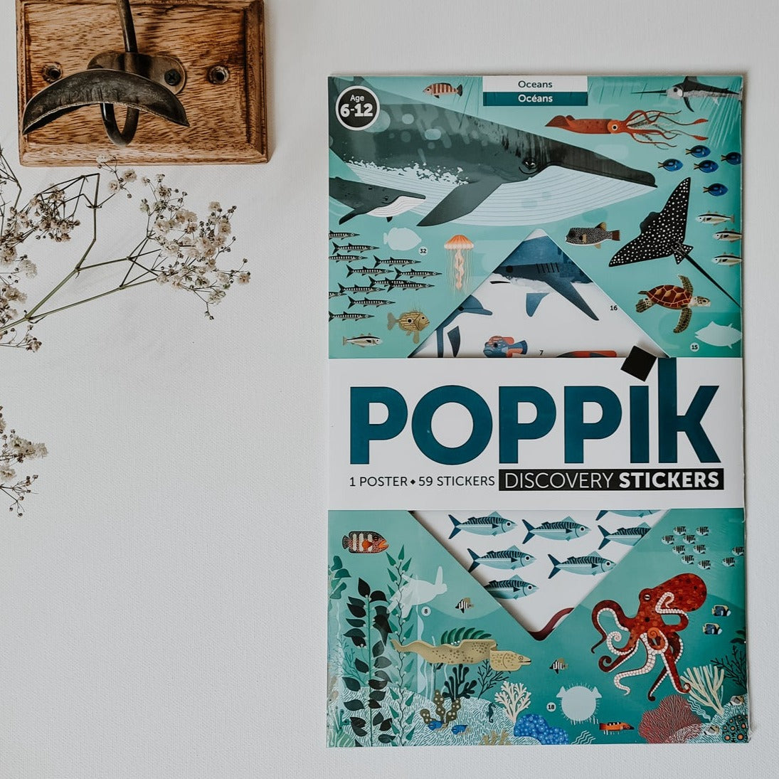 poster stickers océans animaux de la mer poppik autocollants gommettes créatives motricité concentration