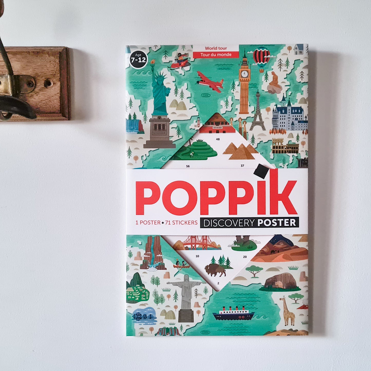 Poster géant stickers repositionnables carte du monde poppik
